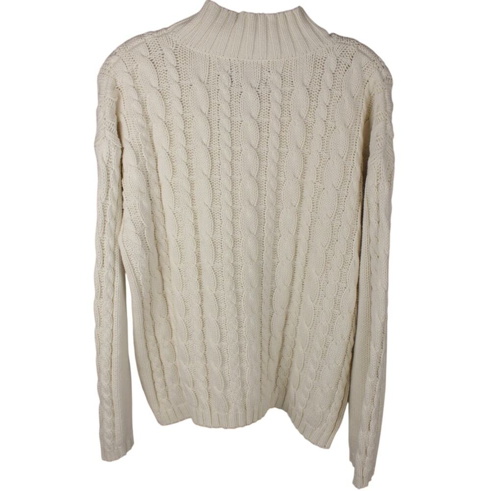 Eddie Bauer Cream Sweater Small Pullover Floral 3D Embroidery Cottagecore - Picture 2 of 11